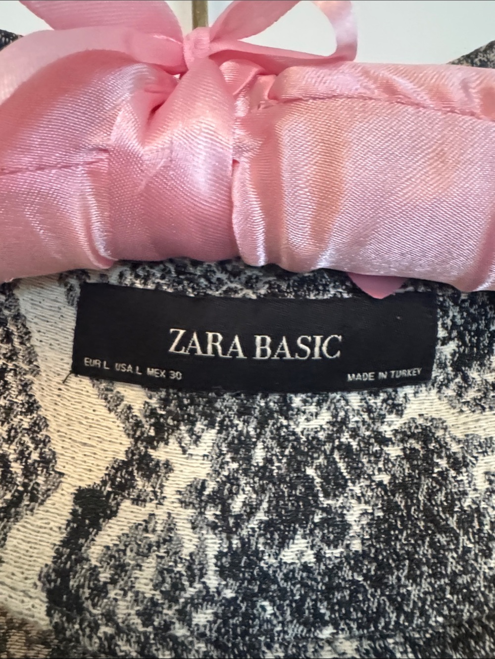 Zara Black & White Snake-Print Leather Moto Jacket - Picture 3 of 4